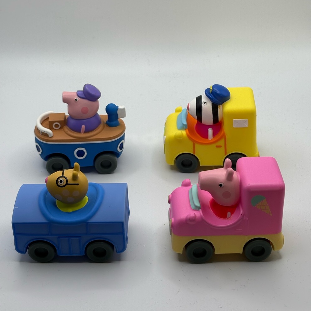 4 Peppa Pig Vehicles Ice Cream & Mail Truck, Boat, Car, Grampa Zoe Zebra Pedro